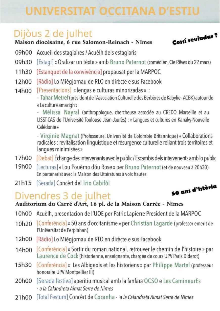 Universitat occitana de Nimes, 2026