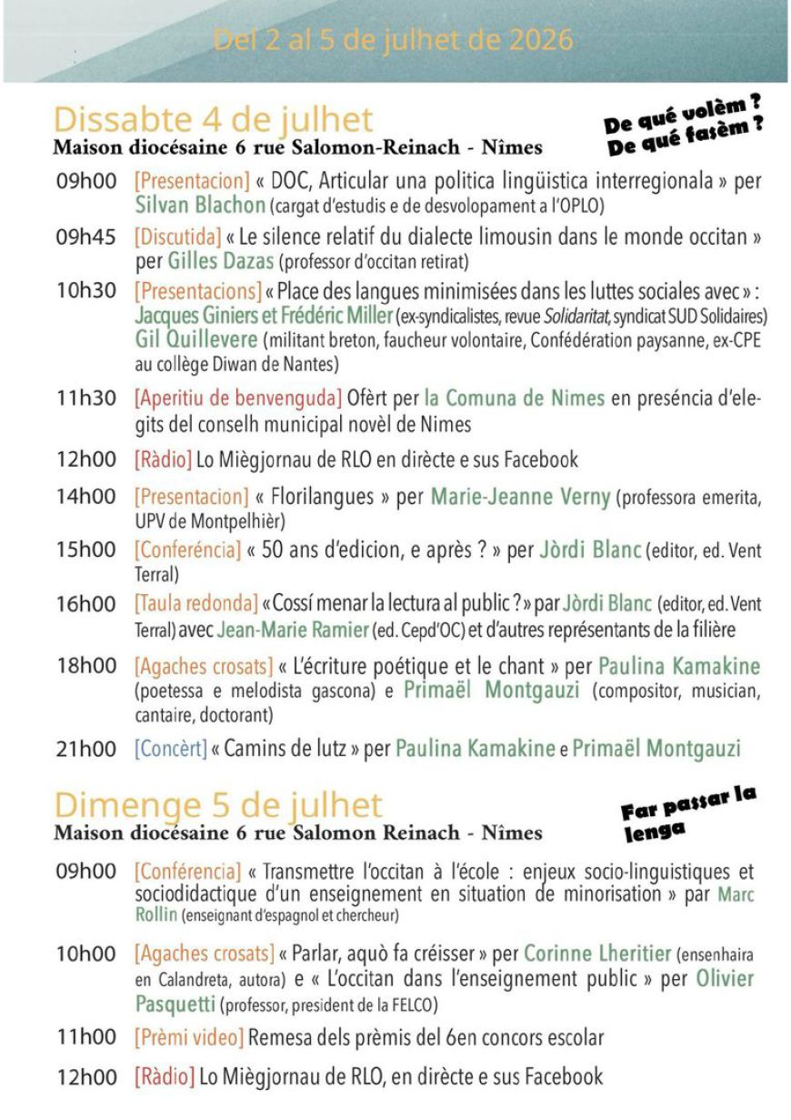 Universitat occitana de Nimes, 2026