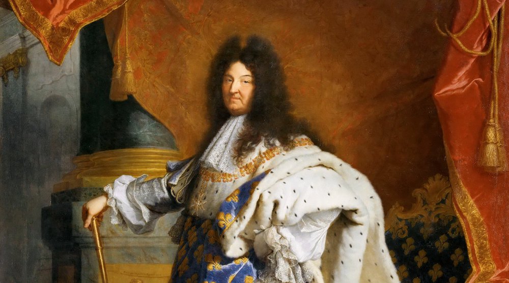 Louis XIV en costume de sacre, Hyacinthe Rigaud, 1701, detalh