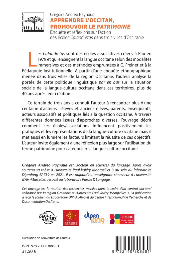 Apprendre l'occitan, promouvoir
le 'patrimoine' 2 de Gregoire Andreo Raynaud