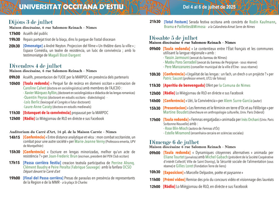 Universitat Occitana d’Estiu 2025